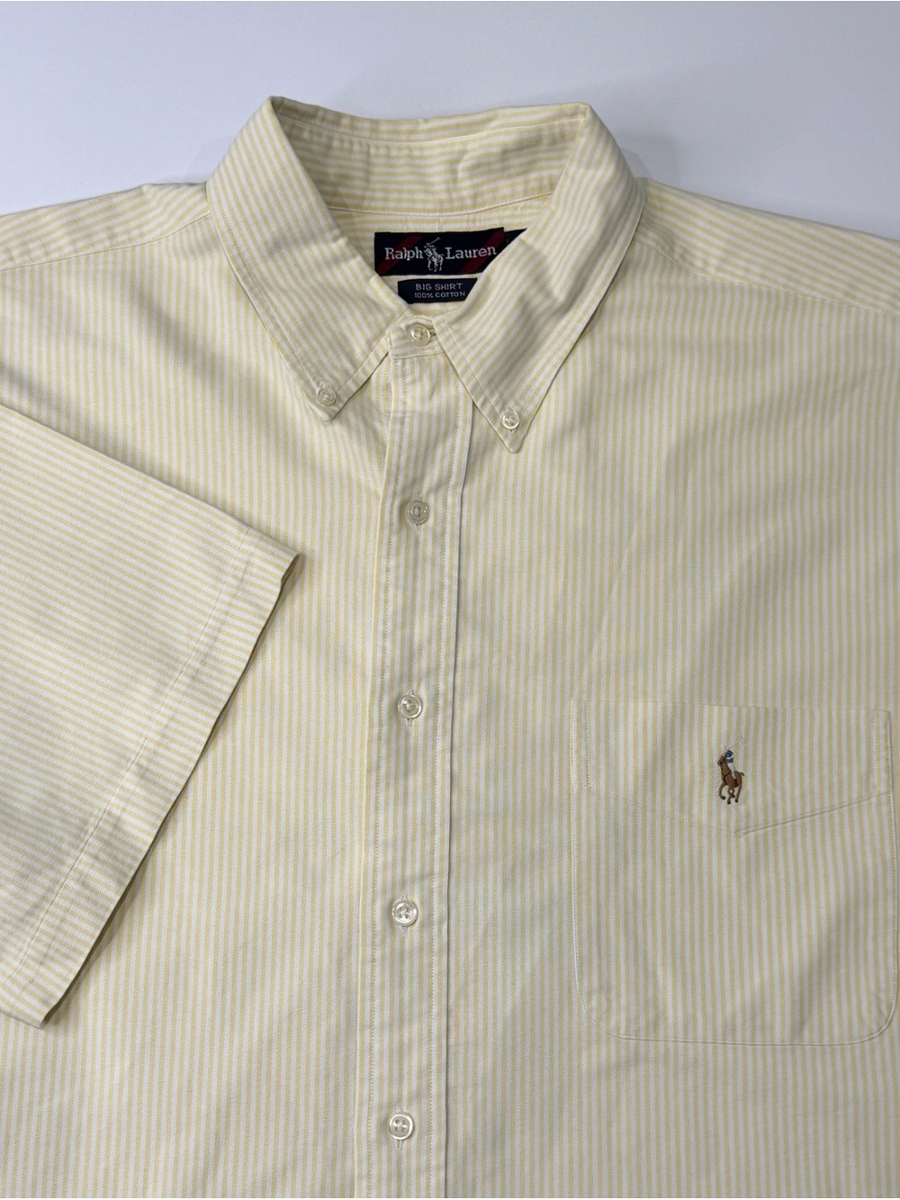 Ralph Lauren Big Shirt Men's XL 100% Cotton Short Sleeve Button Down Flesh Pony